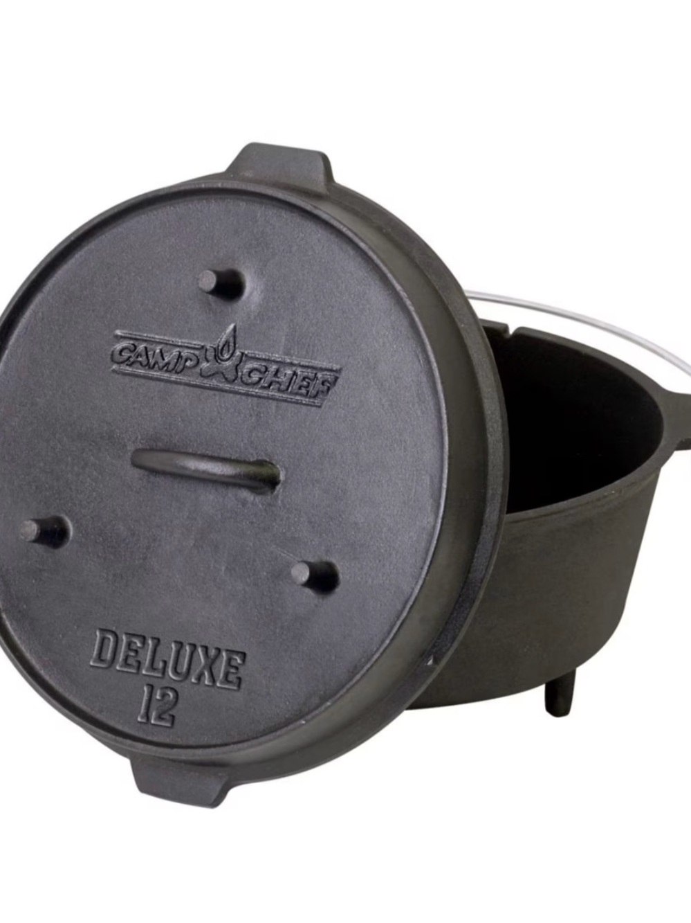 CAMP CHEF #12 MULEY WILDLIFE CAMPING DUTCH OVEN w/Lid Cast Iron Outdoor Legs